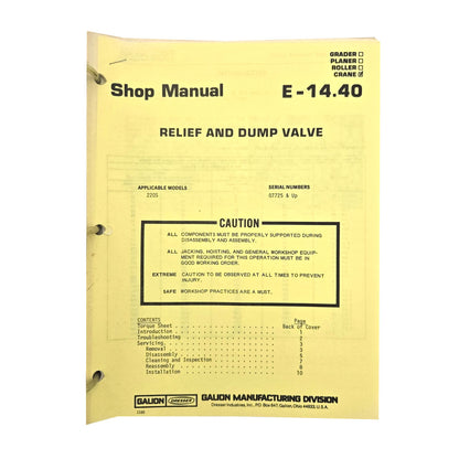 Section E - 14.40: Relief and Dump Valve