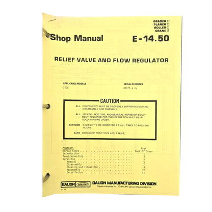 Section E - 14.50: Relief Valve and Flow Regulator