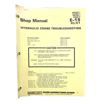 Section E - 15 R3/C1: Hydraulic Crane Troubleshooting