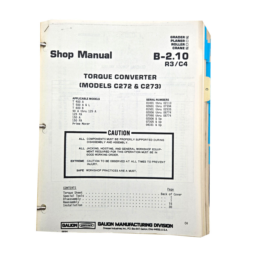 Section B - 2.10 R3/C4: Torque Converter (Models C272 & C273)