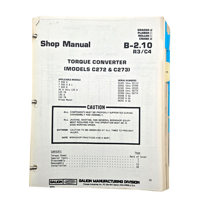 Section B - 2.10 R3/C4: Torque Converter (Models C272 & C273)