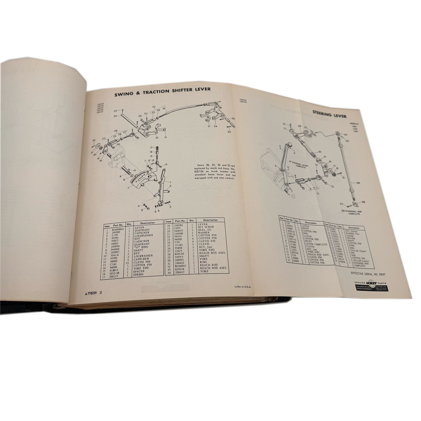 Unit Crane Service And Parts Manual Catalog Book Vol II, w/ Drawings