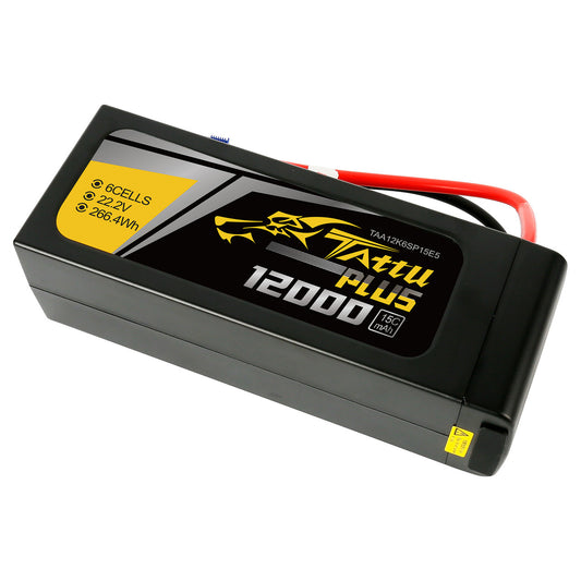Tattu 12000mAh 6S 22.2V LiPo Battery Pack – Side View with EC5 Plug