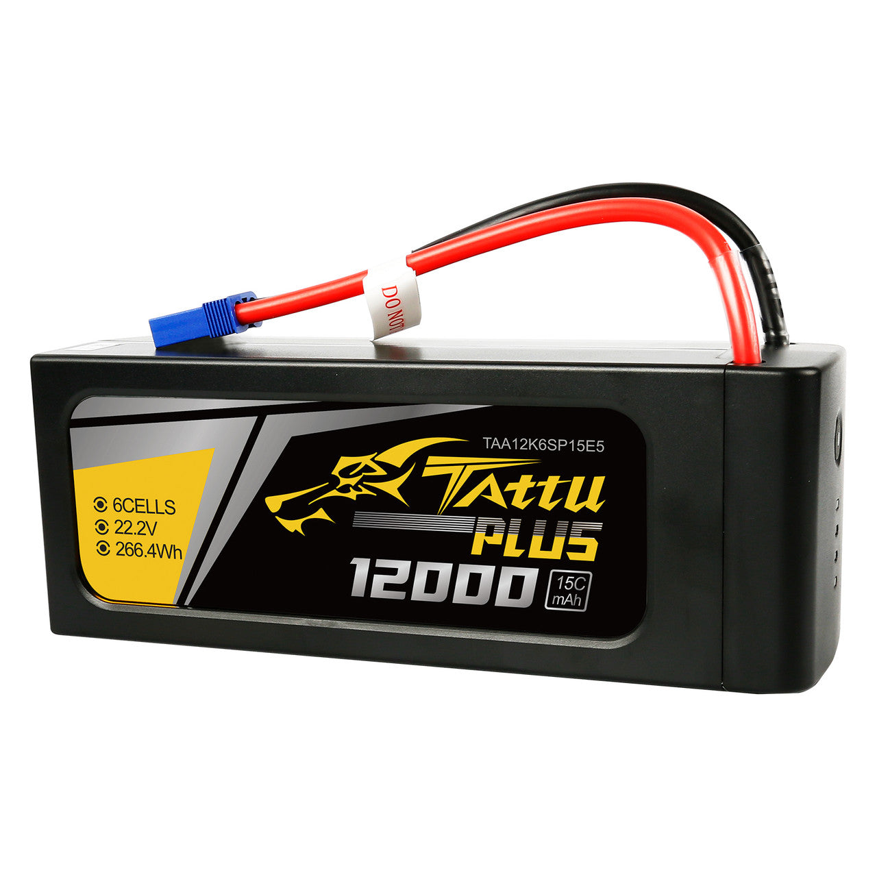 Tattu 12000mAh 22.2V 15C 6S1P Battery – Rear View with Wiring