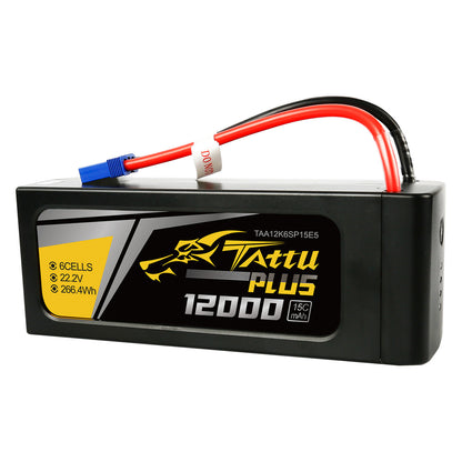 Tattu 12000mAh 22.2V 15C 6S1P Battery – Rear View with Wiring