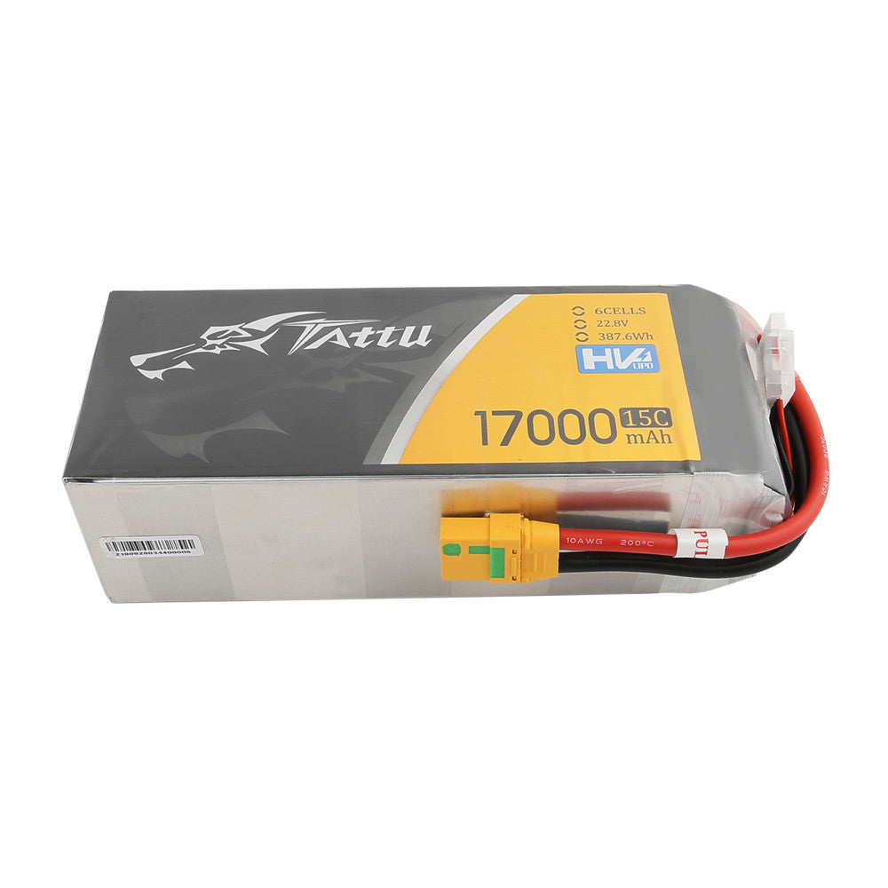 Tattu 17000mAh 6S UAV Drone Battery – XT90-S Plug and Label Displayed