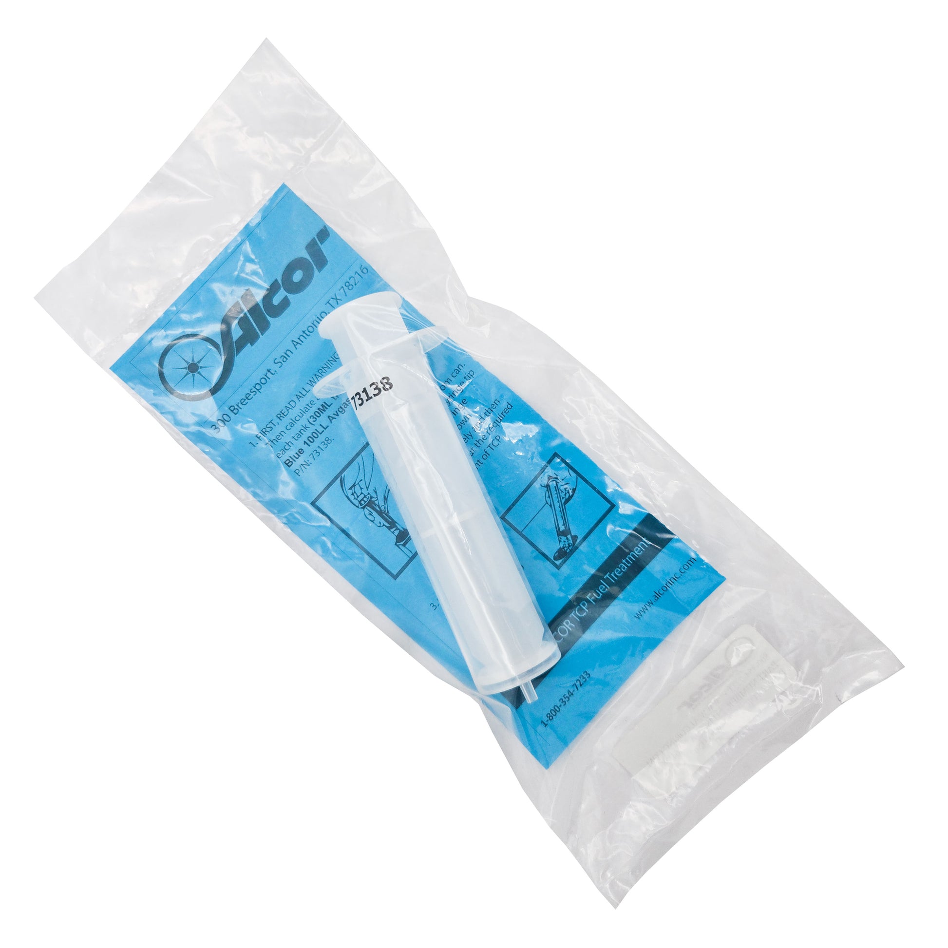 TCP Fuel Treatment Syringe in package - precision fuel additive applicator for aviation engines