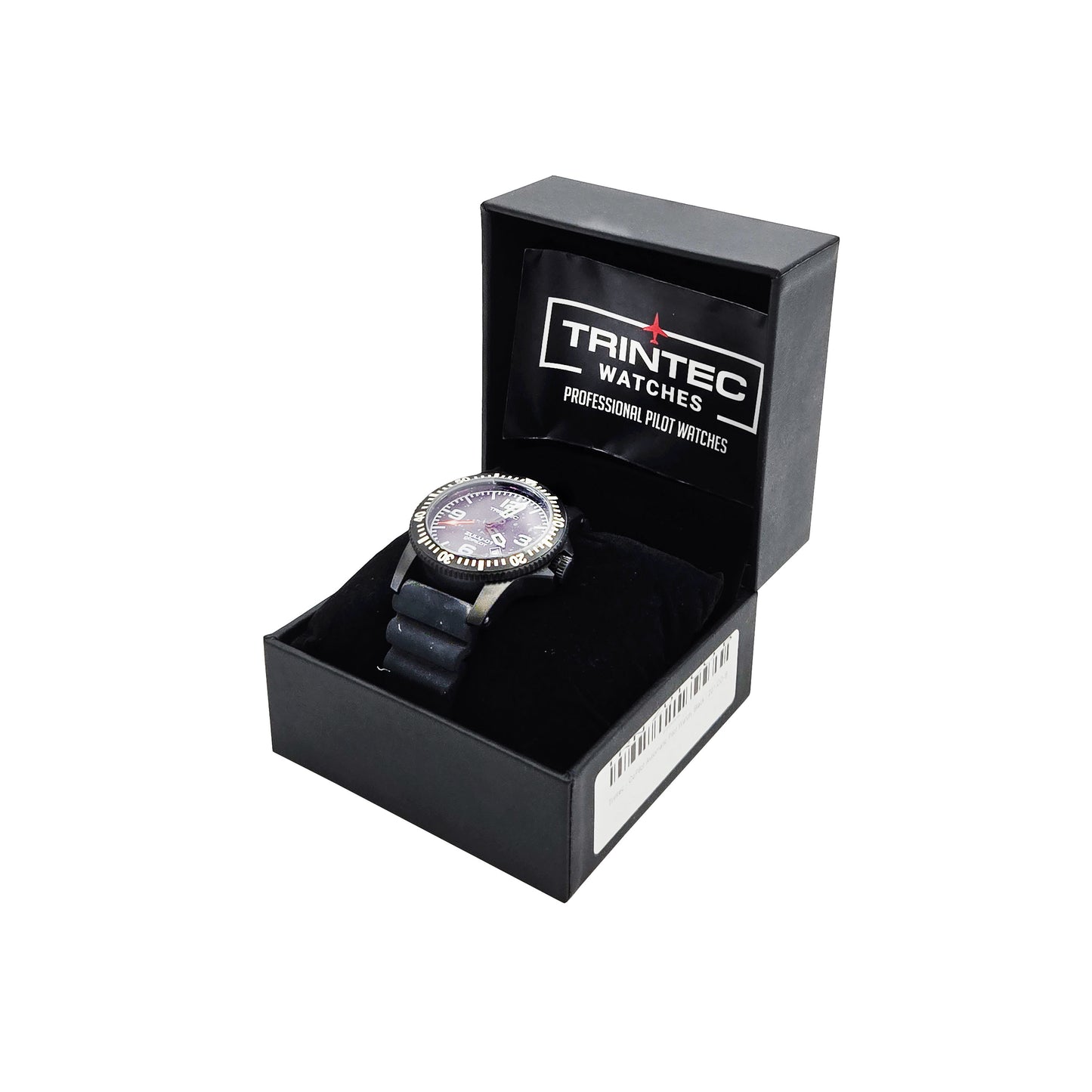 Trintec CoPilot Automatic Pilot Watch – Open Case Displaying Watch and Packaging