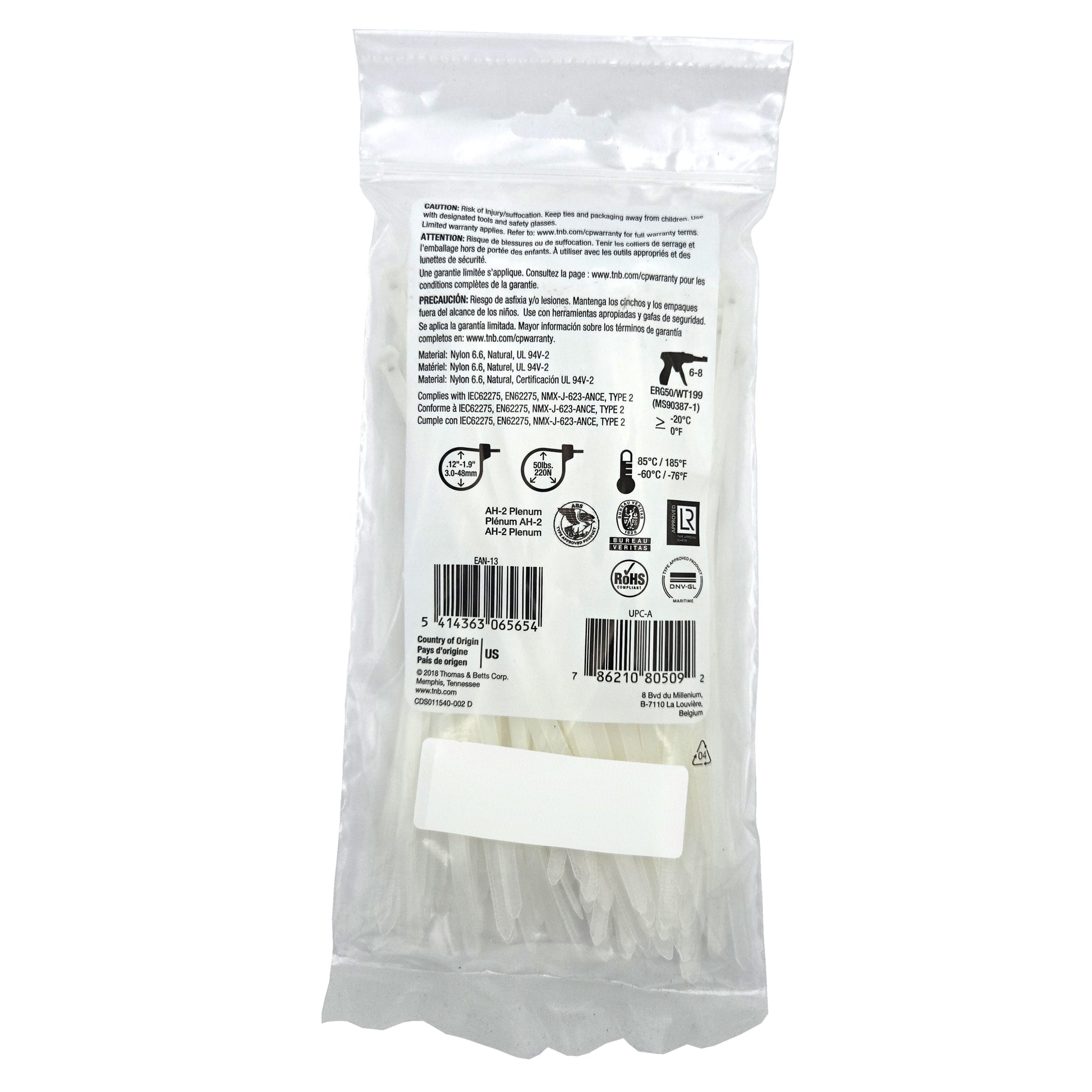 Ty-Rap Natural 7.31'' Cable Tie - 100/pack