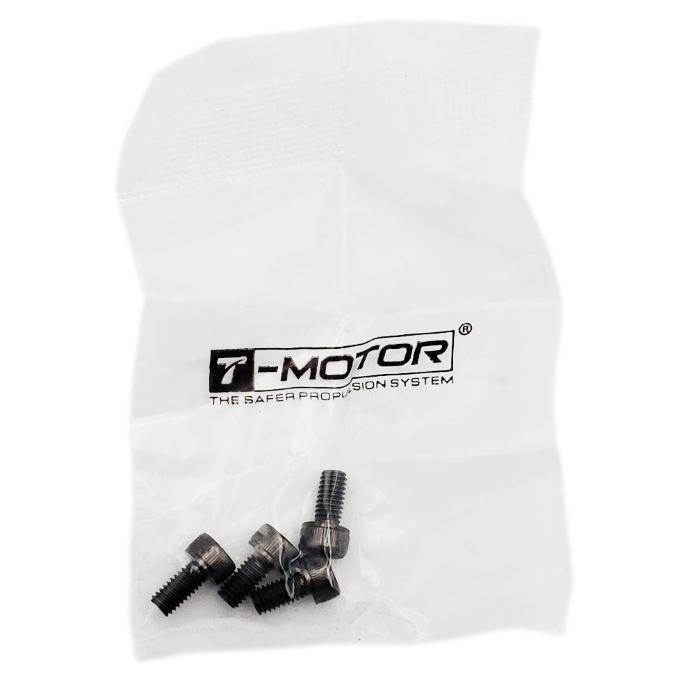 T-Motor mounting hardware bag containing four black socket head cap screws for F1000 XClass brushless drone motor installation.