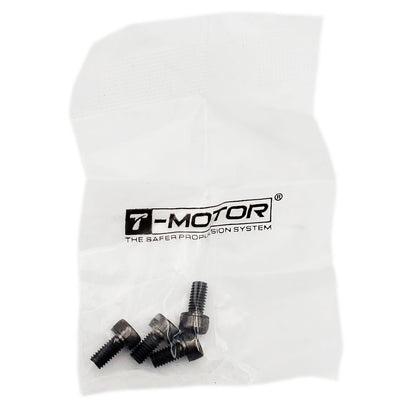 T-Motor mounting hardware bag containing four black socket head cap screws for F1000 XClass brushless drone motor installation.