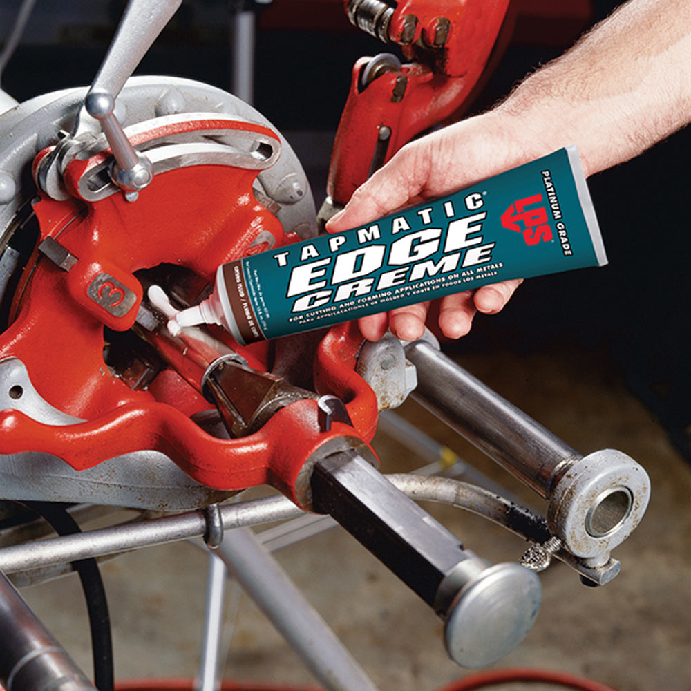 Applying LPS Tapmatic Edge Crème to Metal Cutting Tool During Tapping Operation