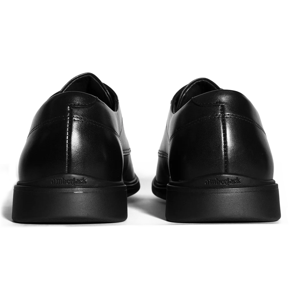 Amberjack Original Obsidian Classic black pilot oxford shoe, left side view, traditional lace-up | Back