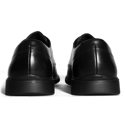 Amberjack Original Obsidian Classic black pilot oxford shoe, left side view, traditional lace-up | Back