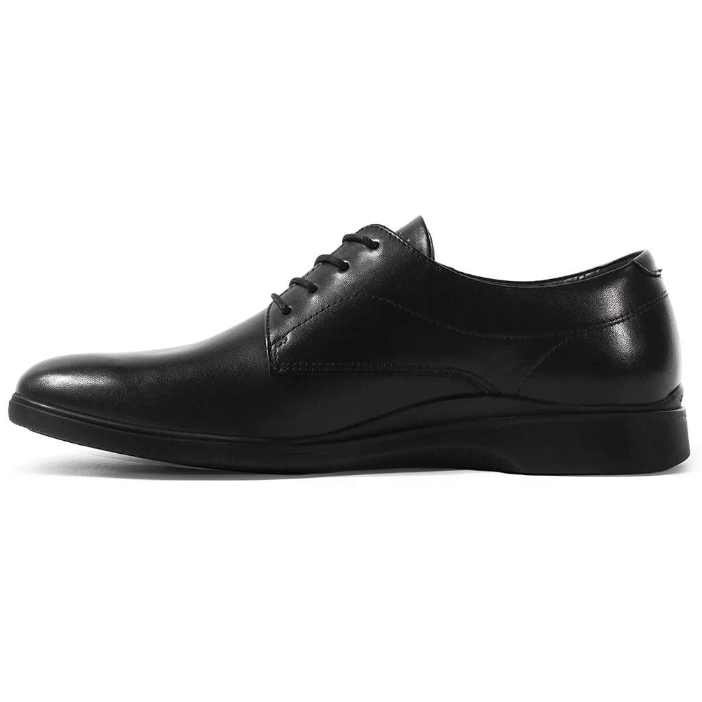 Amberjack Original Obsidian Classic black pilot oxford shoe, left side view, traditional lace-up | Left