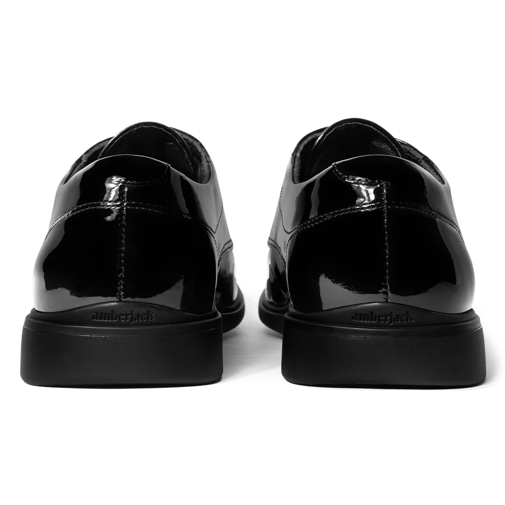 Amberjack Tux Obsidian Classic Collection black formal pilot dress shoe,  Back Veiw