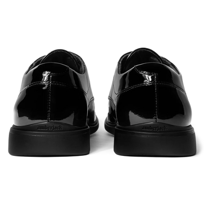Amberjack Tux Obsidian Classic Collection black formal pilot dress shoe,  Back Veiw