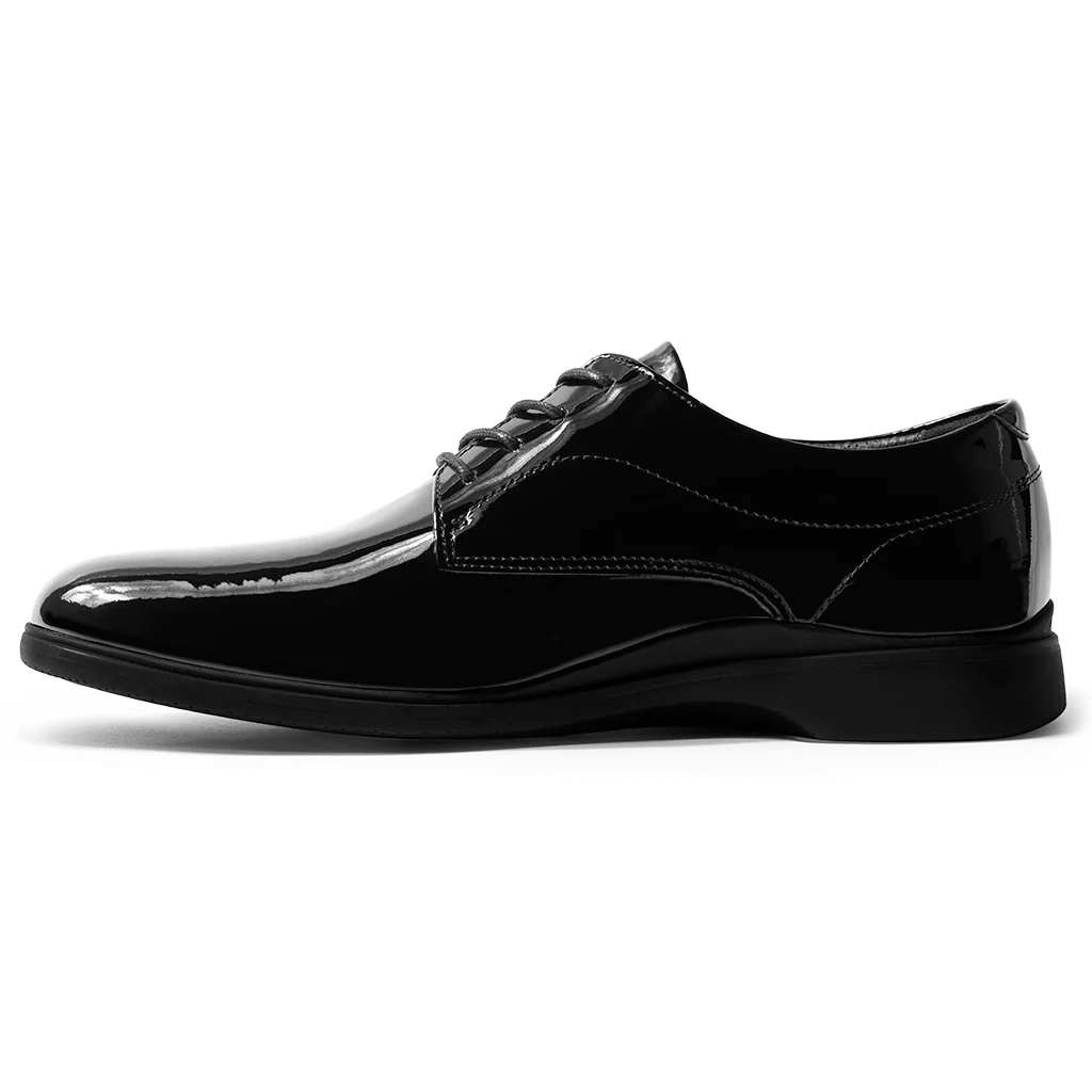 Amberjack Tux Obsidian Classic Collection black formal pilot dress shoe, left side view