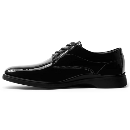 Amberjack Tux Obsidian Classic Collection black formal pilot dress shoe, left side view