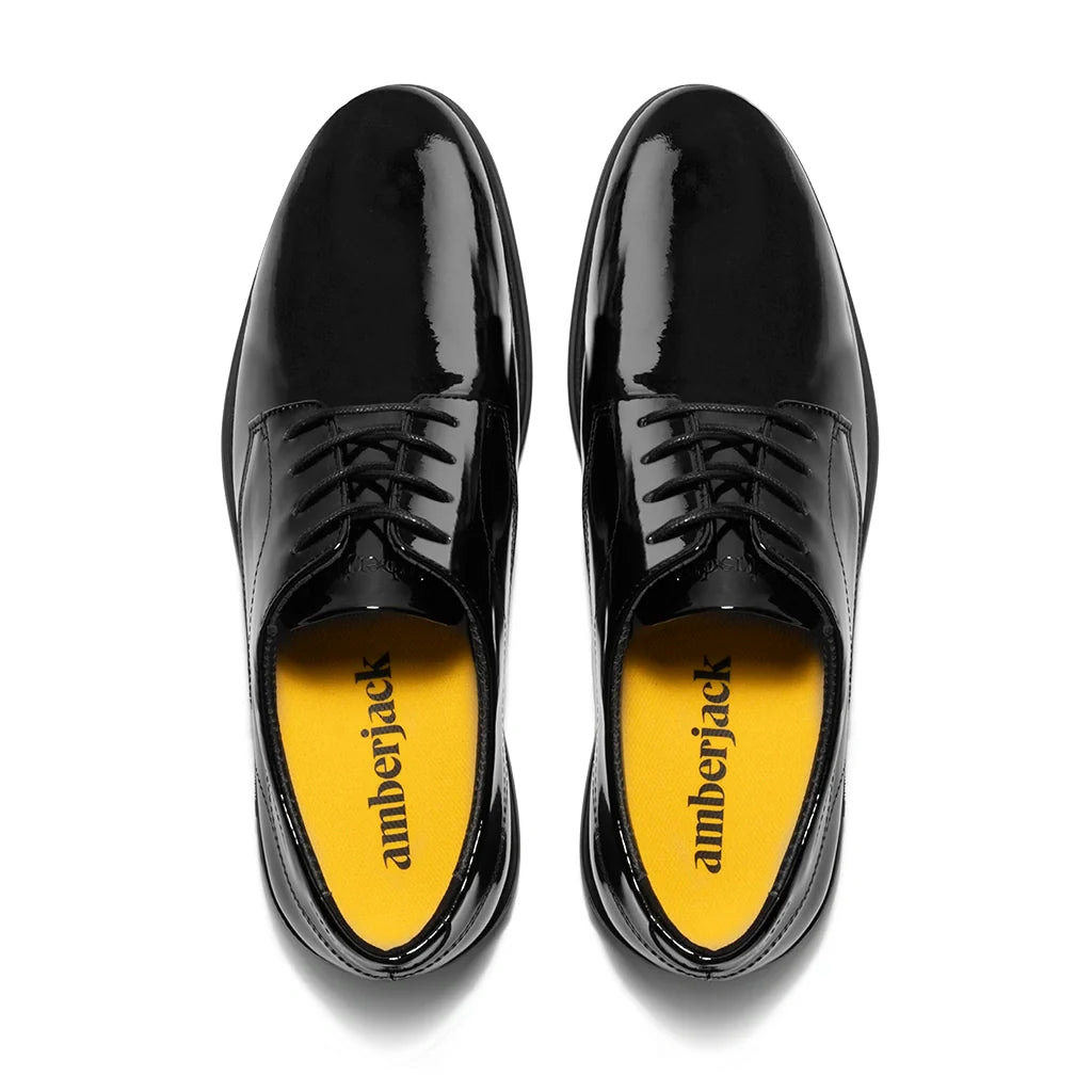 Amberjack Tux Obsidian Classic Collection black formal pilot dress shoe,  Top Veiw