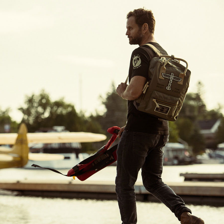 Red Canoe - Boeing Vintage Logo Backpack - Khaki, Lifestyle Front