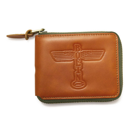 Red Canoe - Boeing Leather Zip Wallet - Tan, Front