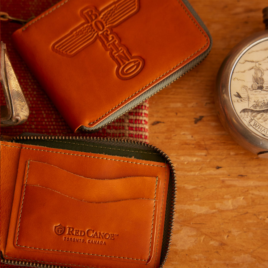 Red Canoe - Boeing Leather Zip Wallet - Tan, side