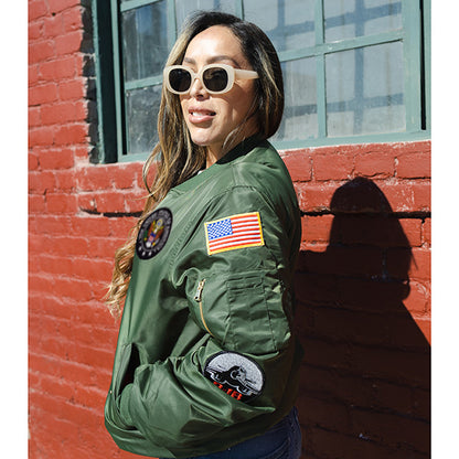 Up and Away - Adult MA-1 Flight Jacket (Green 6-Patch), Lifestyle