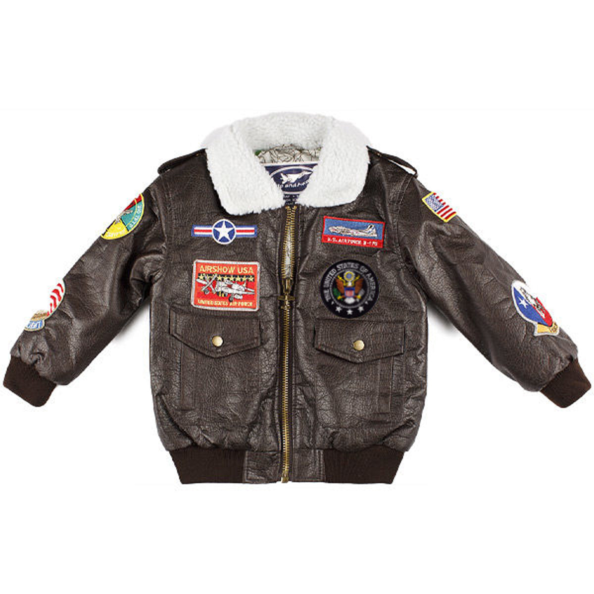 Up and Away - Youth A-2 Bomber Jacket (Brown 9-Patch), Front