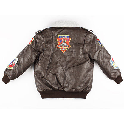 Up and Away - Youth A-2 Bomber Jacket (Brown 9-Patch), Back