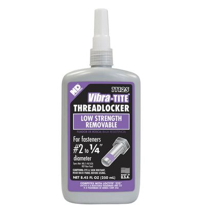 Vibra-Tite 111 Low Strength Removable Purple Threadlocker 250ml bottle