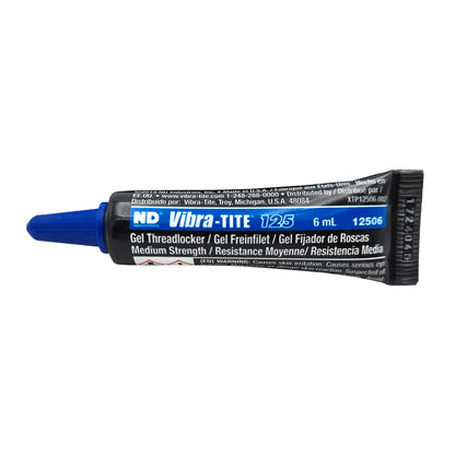 Vibra-Tite 125 Removable Medium Strength Gel Threadlocker 6ml front view - precision threadlocking adhesive for secure fastening