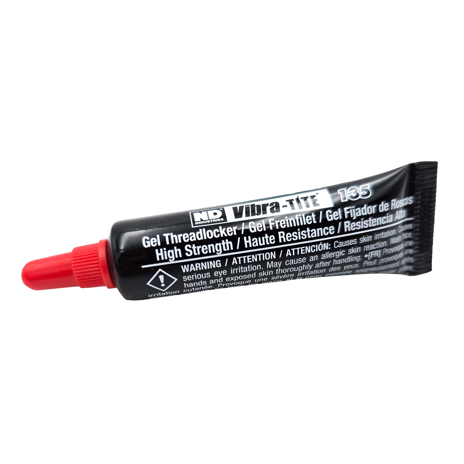 Vibra-Tite 135 Permanent Strength Gel Threadlocker 6ml tube front view - high-strength adhesive for threaded fasteners