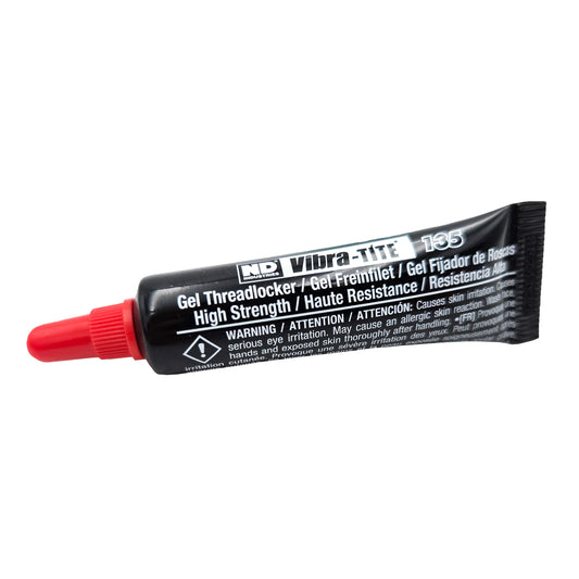 Vibra-Tite 135 Permanent Strength Gel Threadlocker 6ml tube front view - high-strength adhesive for threaded fasteners