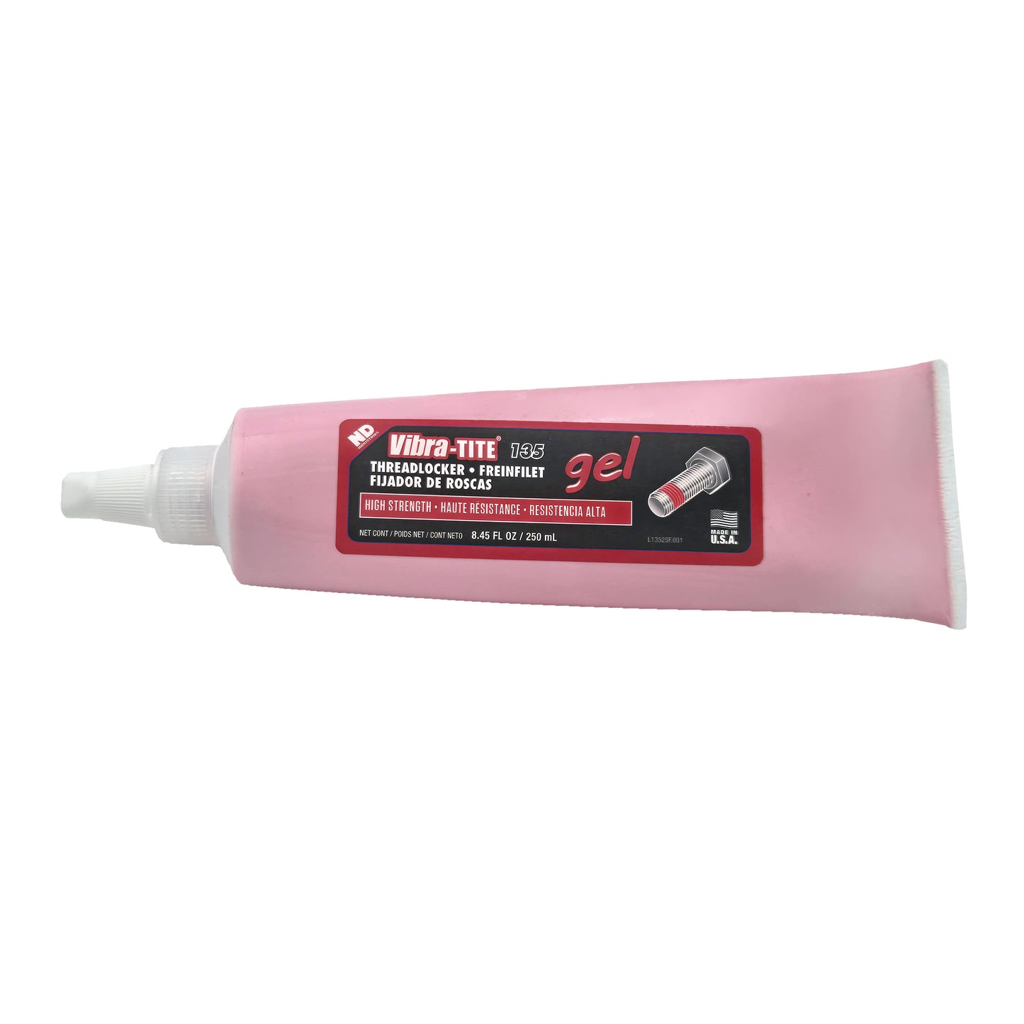 Vibra-Tite 135 Permanent Strength Gel Threadlocker 250ml tube front view - heavy-duty locking compound for industrial use
