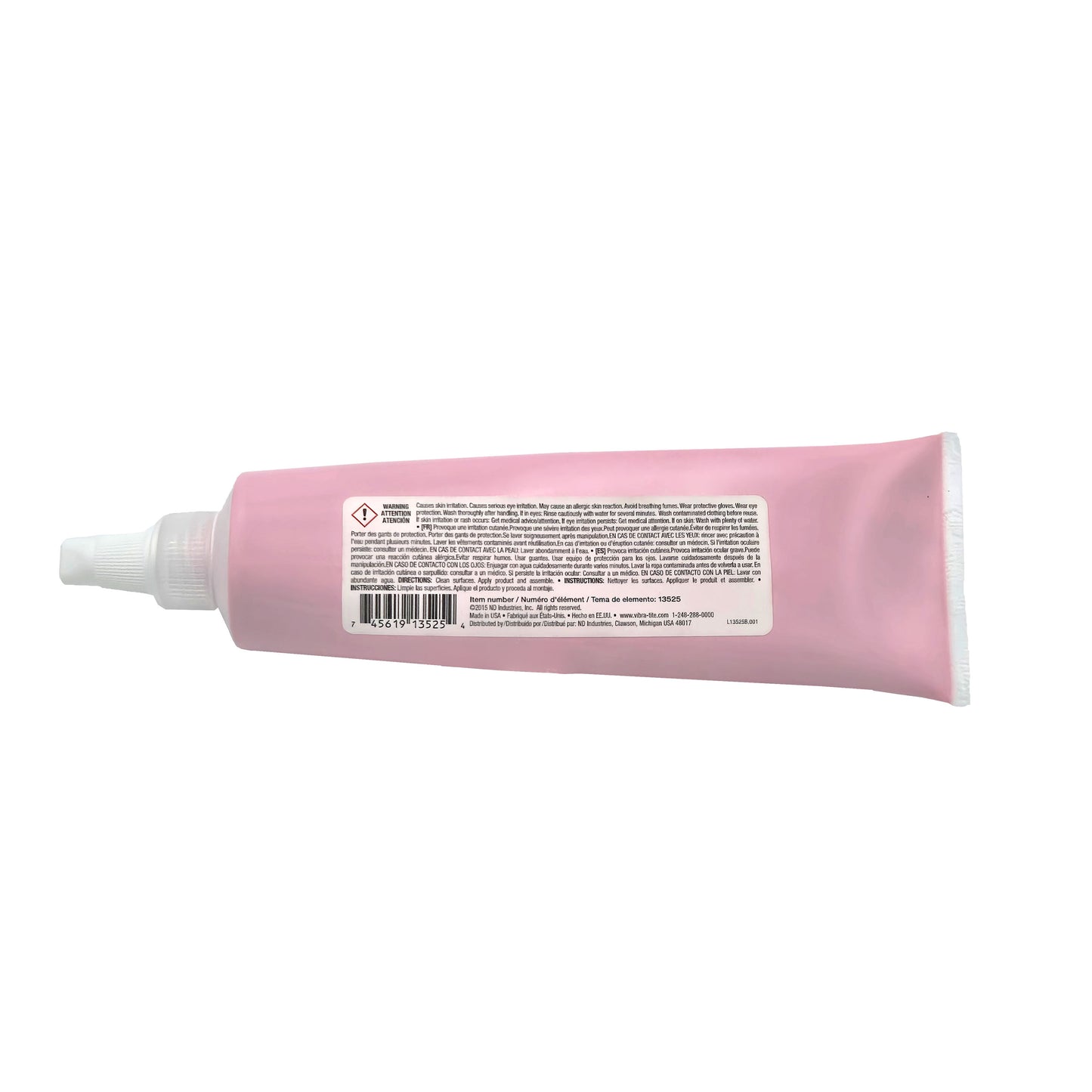 Vibra-Tite 135 Permanent Strength Gel Threadlocker 250ml tube back view with product details