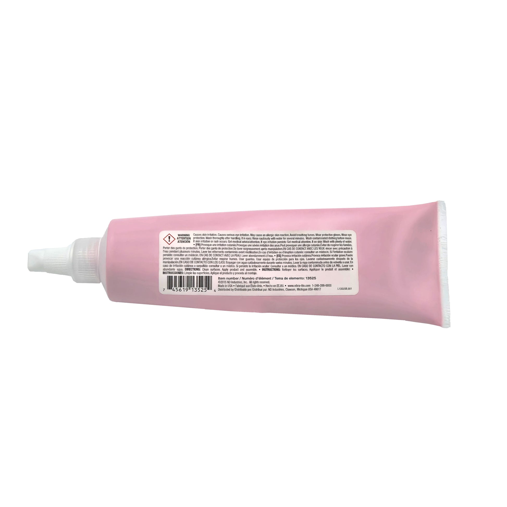 Vibra-Tite 135 Permanent Strength Gel Threadlocker 250ml tube back view with product details