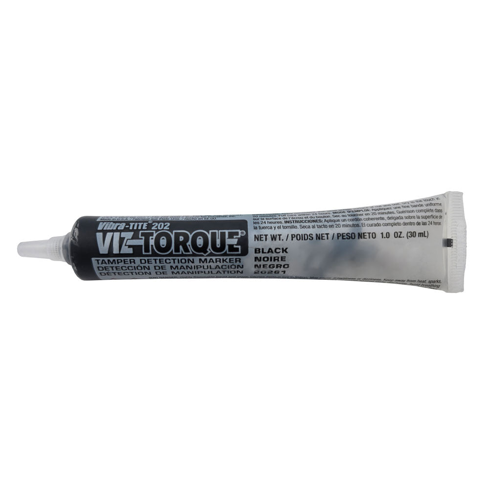 Vibra-Tite Viz-Torque Detection Marker 1 oz tube in black - high-contrast torque sealant for visual inspections