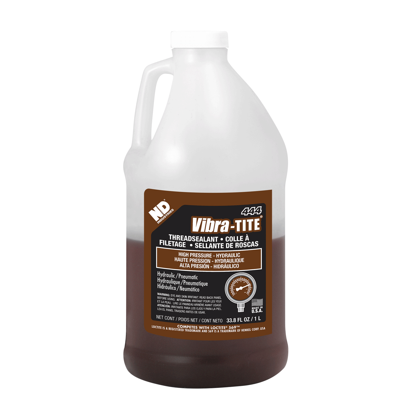 Vibra-Tite - 444 Hydraulic Sealant - High Pressure Thread Sealant, 1 L