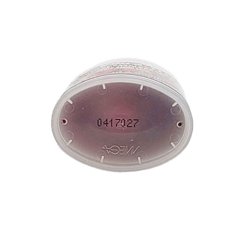 Bottom view of Vibra-Tite 135 threadlocker gel bottle showing clear plastic base and printed batch/date code.