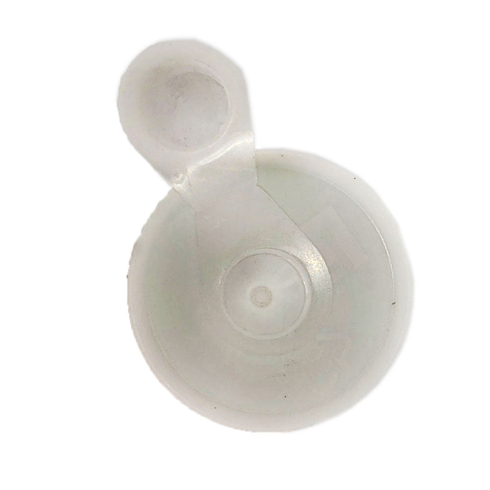 Top-down close-up of Vibra-Tite 993 silicone cartridge nozzle showing threaded base and attached sealing cap