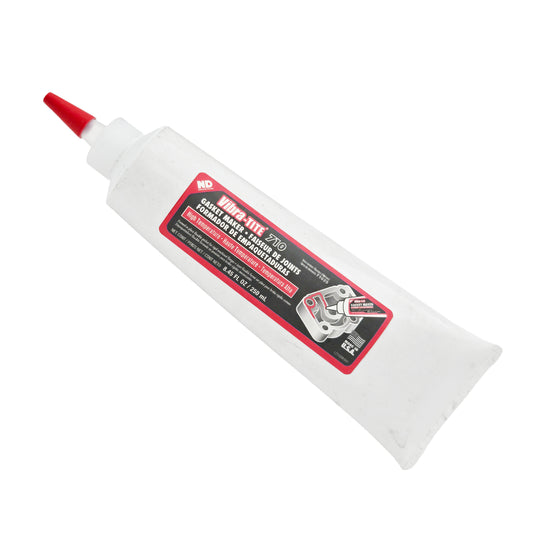 Front view of expired Vibra-Tite 710 high-temperature rigid flange gasket maker 250 mL tube for machined flange sealing