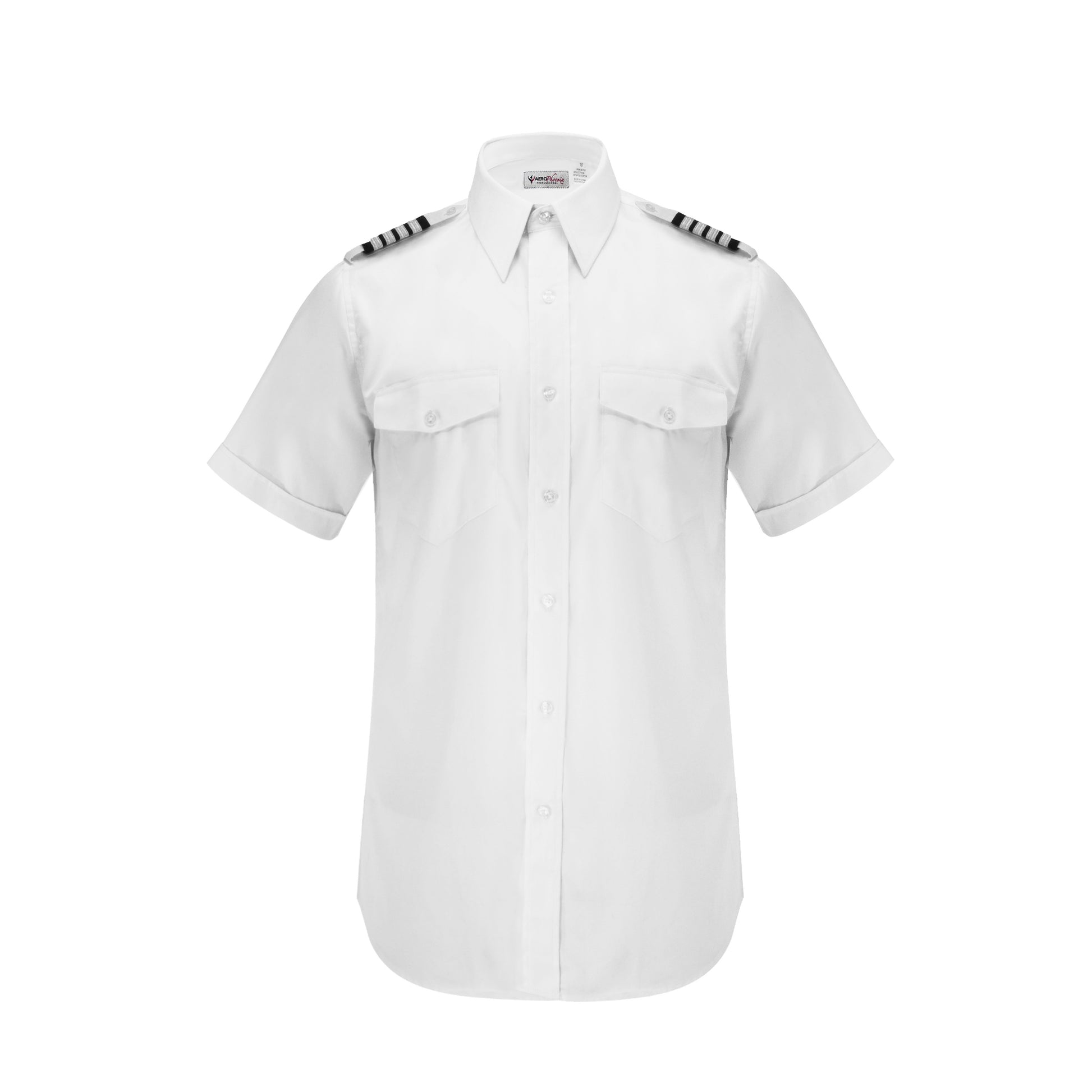 Aero Phoenix Men's Professional Pilot Shirt - Front View in Optical White