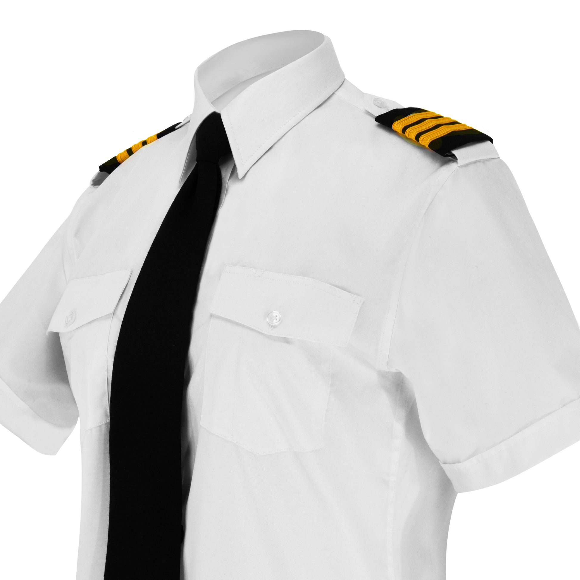 Aero Phoenix Lady Elite Pilot Shirt - Side View with Tie and Epaulets Showcasing Collar Design