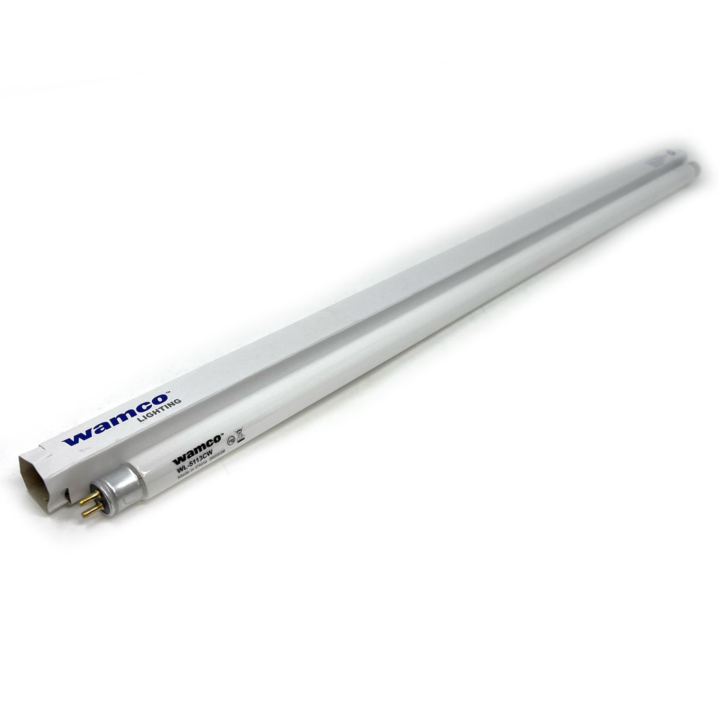 Wamco 5113CW T5 13-Watt Fluorescent Aircraft Lamp removed from packaging showing full length and G5 bi-pin base