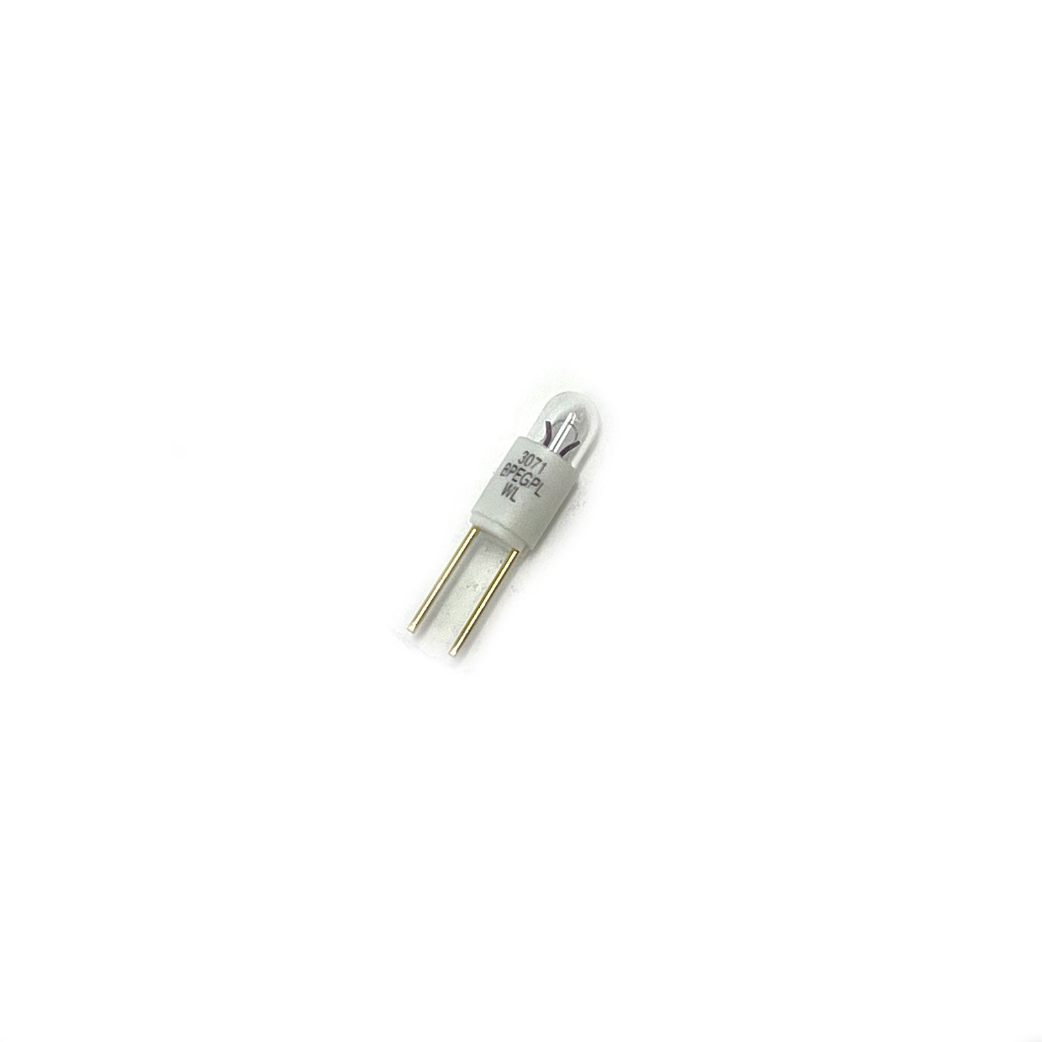 Wamco 3071BPE subminiature aircraft lamp with T1 envelope, BPE base, and C-2R filament