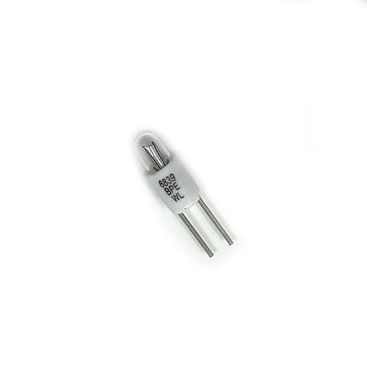 Wamco 6839BPE subminiature aircraft lamp with T1 envelope, BPE base, and CC-2F filament