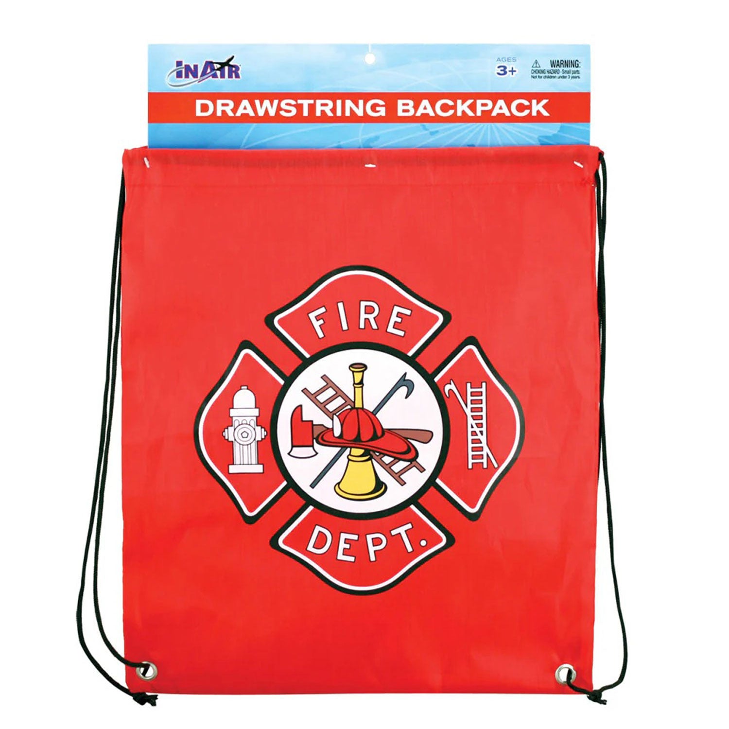 WowToyz® - Fire Department Emblem Drawstring Backpack, opened