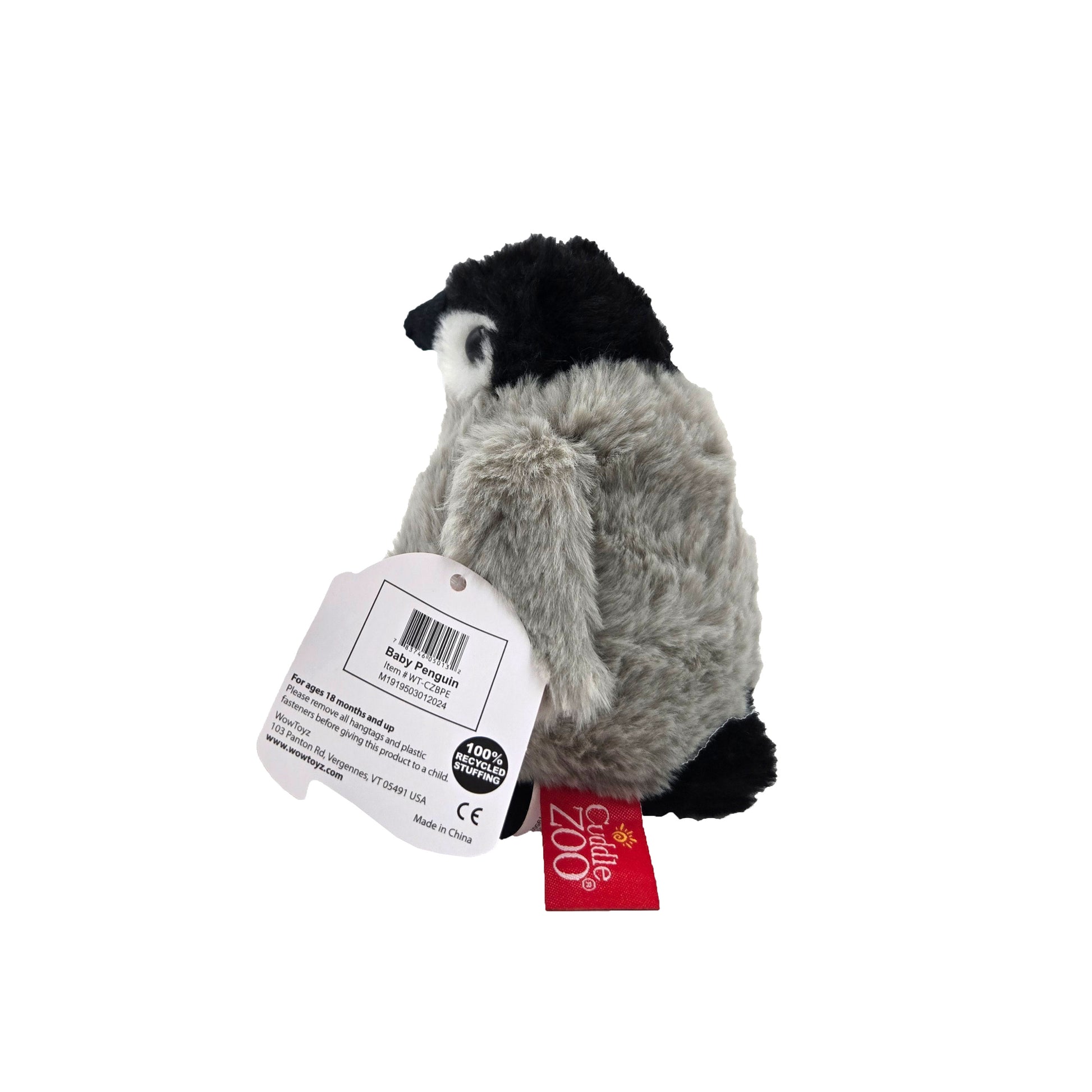 WowToyz® Cuddle Zoo® Plush Baby Penguin angled back view - adorable plush penguin with realistic details