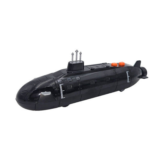 WowToyz Submarine Pullback 8-inch diecast model in black with lights, sounds, and moving parts